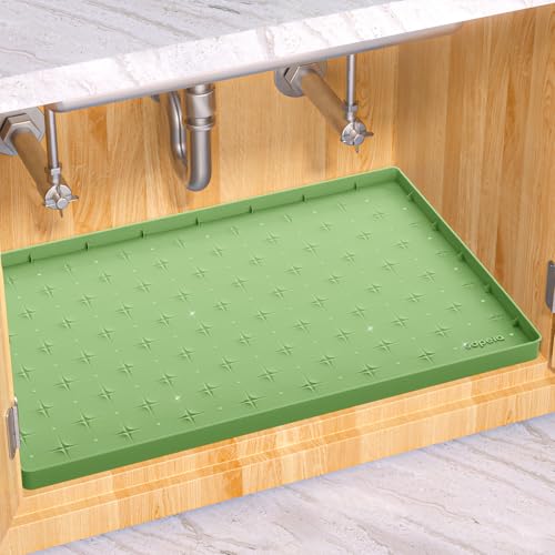 Sdpeia Under Sink Mat for [22" x 22"] Cabinet, Upgraded Silicone Waterproof Mat Kitchen Cabinet Liner Cabinet Protector Kitchen Organizers and Storage