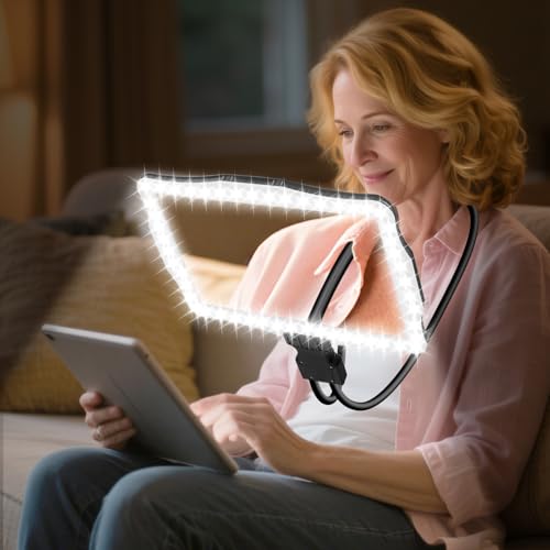 10X Magnifying Glass with Light, Hands Free Large Magnifying Glass for Reading, Full Book Page Magnifiers Flexible Gooseneck Magnifier for Reading Repair Sewing Low Vision
