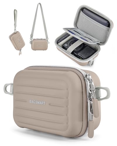BAGSMART Digital Camera Case, Waterproof & Protective Small Camera Bag with 2 Carrying Ways, Lightweight camera sling bag for Canon PowerShot ELPH 180/190 / Sony DSCW800/DSCW830 - Brown