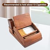 Wooden Cigarette Case,new Automatic Bounce Cigarette Case Desktop Cigarette Box,press-type Cigarette Case Box Can Hold 16 Regular Size Cigarettes, Very Suitable As a Business Gift (Redwood)