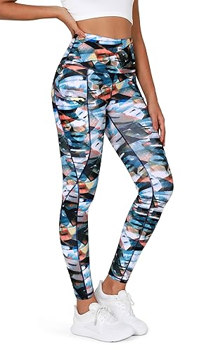 ODODOS Women's High Waisted Full Length Yoga Leggings with Pockets, 28" Inseam Tummy Control Non See Through Workout Athletic Running Yoga Pants, FineArt, Medium