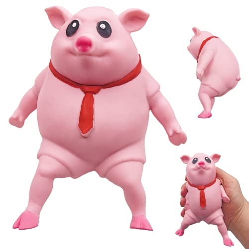 Novelty Cute Squishy Toy Pink Pig Gifts for Kids Adults, Decompress and Stress Stretch Animal Anxiety Relief Autism Disorders, Funny Pig Man Sensory Stress Toy for Girl Boy