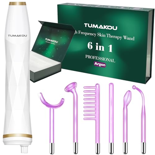 High Frequency Facial Machine - TUMAKOU Portable Handheld High Frequency Wand with 6 Pcs Violet Tubes for Face Home Use Device