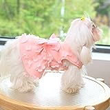 Laifug Dog Dress Puppy Print Princess Dog Dress Cute Party Wear (Pink, M)