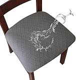 Genina Waterproof Seat Covers for Dining Room Chairs Covers Dining Chair Cover Kitchen Chair Covers (Dark Gray, 6 Pcs)