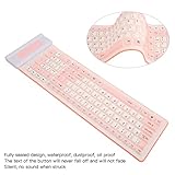 Serounder Silicone Rollup Keyboard, Foldable USB Silicone Keyboard Soft Rollup Keyboard W/ 107 Keys + Mute Typing for PC Laptop Notebook 2AA Battery Powered(Excluded) (#1)