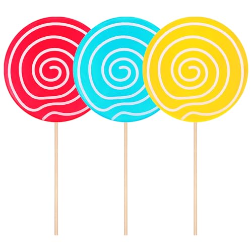 Ciieeo Fake Lollipop Prop 3pcs Lollipop Decoration Large Candy Ornaments Realistic Fake Lollipop Model Simulation Candy Photo Props Party Favors for Wedding Christmas Birthday Decor