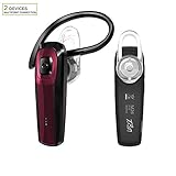 TOORUN Bluetooth Earpiece, M26 Bluetooth Headset Handsfree Wireless Headphone with Noise Cancelling and Microphone Compatible for Android iPhone Cell Phone Laptop - Red