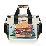 SDMKA Lunch Bag for Women Men, Cartoon Burger Insulated Cooler Bag Leakproof Lunch Box with Adjustable Shoulder Strap for Work, Picnics, Meal Prep