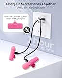 USB C Wireless Lavalier Microphone for Android Phone Tablet iphone ipad PC Mini Lapel Mic Content Creator Mics for Vlogging Video Recording Tiktok Podcast Interview Usbc Clip on Microphones Hot Pink