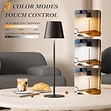 Cordless Table Lamp Rechargeable Black - KK 2 Pack 5000mAH Battery Operated Lamp for Counter, 3 Color Stepless Dimming Waterproof LED Wireless Lamp for Dining Kitchen, Outdoor Patio, Touch Control