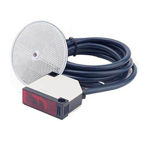 Mageway Indoor E3JK-R4M1 Retro-Reflective Photoelectric Beam Sensor 12-240VDC 24-240VAC Infrared Sensor Switch Proximity Switch 6FT Cable Induction 4M