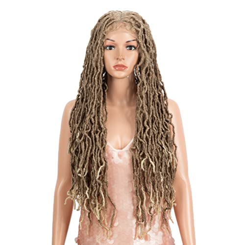 Style Icon 32" Faux Locs Long Dreadlock Wig with Baby Hair Goddess Synthetic Twist Hair Wig (32 Inches, T27/613)
