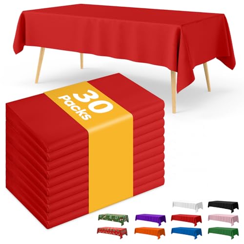 Niuara Red Rectangle Tablecloth - 54" x 108" Inch, 30 Pack, Table Cloth for Disposable Use, Table Cover for Holiday Party, Gathering