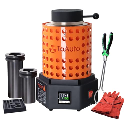 TOAUTO NEW TRF3000 Resistance furnace 1+3KG Gold Melting Furnace 1800W 2102°F Digital Smelting Furnace Kiln Kit Tool with Graphite Mold for Jewelry Recycling Melt Scrap Copper, Gold, Silver, Aluminum