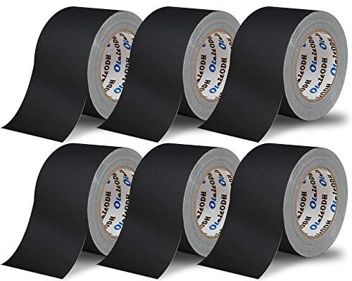 3 Inch Black Gaffers Tape Bulk, 6 Roll Multi Pack, 30 Yards per Roll, Heavy Duty Gaffers Tape Easy Tear, Non Residue Gaff Tape, Waterproof Matte Cloth Gaffing Tape for Photography, Filming, Stage Use