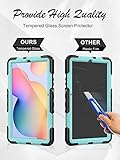 BASE MALL Tablet Case for Samsung Galaxy Tab S6 Lite 10.4 inch 2022/2020 [with Tempered Glass Screen Protector], Rotating Kickstand/S Pen Holder/Shoulder & Hand Strap (SkyBlue)