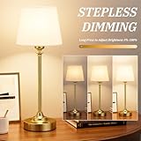 Cordless Table Lamp Rechargeable Gold - 1 Pack Brass 4000mAH Battery Operated Lamp for Decor, 3000K Stepless Dimming Touch Control Wireless Lamp for Bedroom, Dining Table, Counter, Living Room