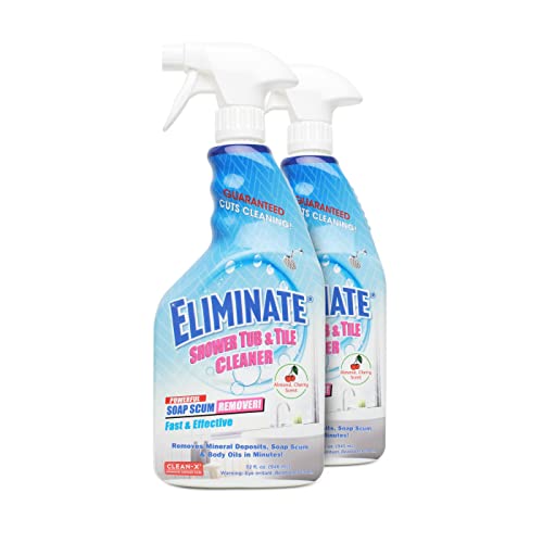 Clean-X Eliminate Shower Tub & Tile Cleaner- 32 fl oz. - Shower Cleaner. Powerful Cleaner removes soap scum and hard water minerals by UNELKO Invisible Shield (2 Pack)