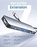 Hiearcool USB C Hub, USB C Multi-Port Adapter for MacBook Pro, 7IN1 USB C to HDMI Hub Dongle Compatible for USB C Laptops and Other Type C Devices (4K HDMI USB3.0 SD/TF Card Reader 100W PD)