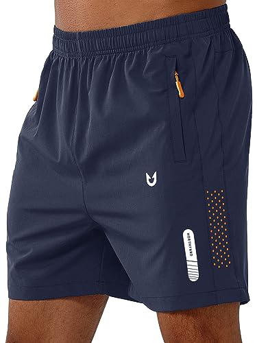 NORTHYARD Men's Athletic Running Shorts Quick Dry Workout Shorts 7"/ 5"/ 9" Lightweight Sports Gym Basketball Shorts Hiking Exercise NAVY-5inch L