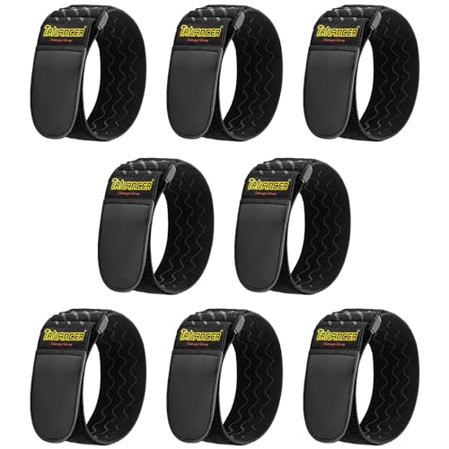 Trilancer Elastic Cinch Straps with Anti-Slip Strips, 12 "x 2"(8 Pack) Heavy Duty Multipurpose Hook and Loop Straps for Extension Cords, Cables, Ropes, Hoses, Bike, Pant Garters