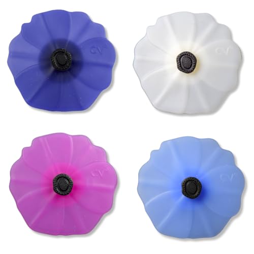 Charles Viancin Poppy Pop Silicone Wine Stopper/Flat Bottle Stopper Set - Silicone (Pink, White, Indigo, Blue)