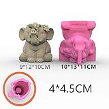 Grainrain Elephant Animal Concrete Flower Pot Molds Succulent Planter Vase Cactus Silicone Molds Candle Pen Holder Mold Epoxy Resin Cement Clay Mould (C170)