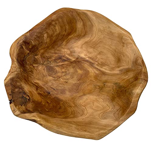 JFFLYIT Creative Wood Bowl Root Carved Bowl Handmade Natural Real Wood Candy Serving Bowl 10"-12"