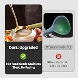 Newness Soup Ladle, [Rustproof, Heat Resistance, Integral Forming] Durable 304 Stainless Steel Soup Spoon with Vacuum Ergonomic Round Handle, Cooking Spoon for Kitchen, 13.7 Inches, Gold