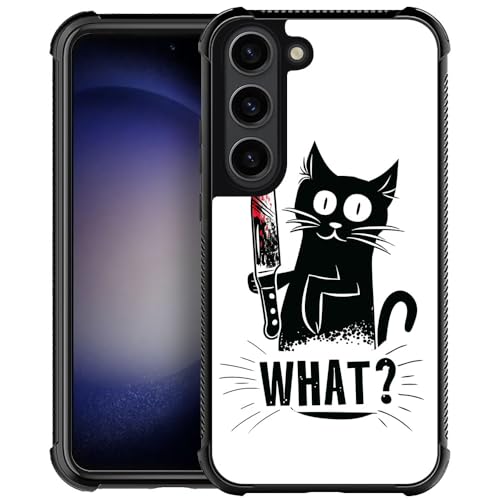 CARLOCA Compatible with Samsung Galaxy S23 Plus Case with Angry Cat Knife What Pattern Circular Corner for Girl Women Compatible with Samsung Galaxy S23 Plus