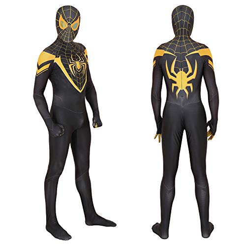 Rxuvtui Men's Halloween Cosplay Costume Superhero Spandex Jumpsuit Bodysuit Costume Mask 3D Style Cosplay Suit(Gold,Kids-S)