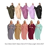 IDOPIP Muslim Abaya for Women One Piece Long Sleeve Islamic Prayer Dress with Hijab Loose Full Length Maxi Cover Kaftan Robe Gown with Khimar Jilbab Niqab Dubai Modest Clothes Black + Hijab One Size