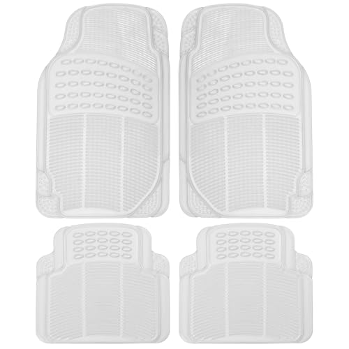 BDK 4-Piece Rubber Transparent Clear Floor Mats Heavy Duty for Front & Rear Car Truck Van SUV, All Weather Protection, Universal Fit