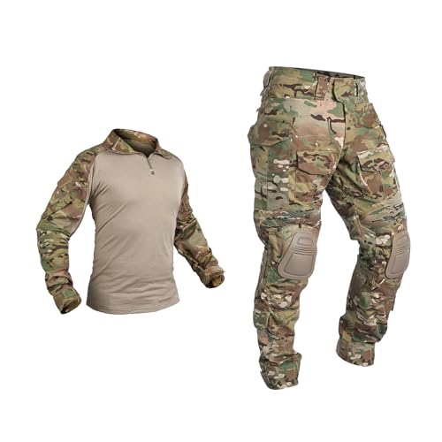 IDOGEAR OUTDOOR G3 Combat Uniform Tactical Camo Clothing With Knee Pad & Elbow Pads Military BDU Pants And Shirts Set(camo,Large)