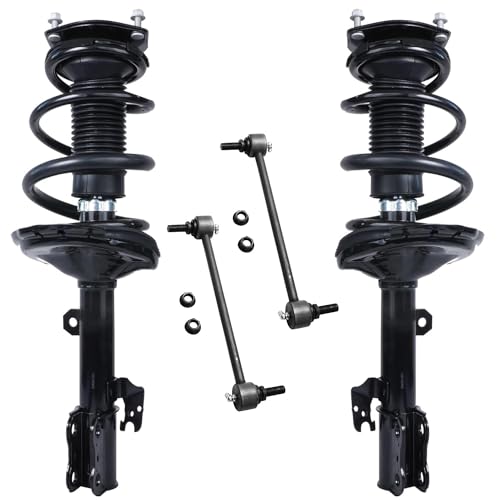 Detroit Axle - Front Struts Sway Bars for Toyota Highlander Lexus RX330 RX350 RX400h Complete 2 Ready Struts w/Coil Springs Assembly + 2 Front Sway Bar Links Replacement Suspension Kit