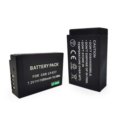 cokxiore 2-Pack LP-E17 Battery Compatible with Canon EOs RP, Rebel T7i, T6i, T6s, SL3, SL2, 77D, 8000D, 800D, 760D, 750D, 200D, M6, M5, M3 DSLR Cameras, Type-C Direct Charging Port 1500mAh 7.2V
