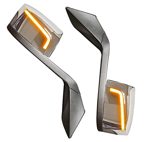 QSC Truck Parts Performance LED Chrome Hood Mirror L & R Pair & Mounting Kit compatible with Volvo VNL