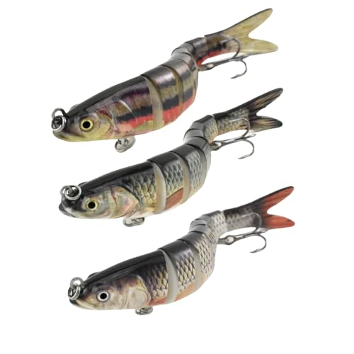UOZAZE Floating Swimbait Catfish Swimbait, Glide Bait for bass, Herring Lifelike Jointed swimbait for Bass Muskellunge Salmon Trout Walleye, Fast Sinking Bass Fishing Lure