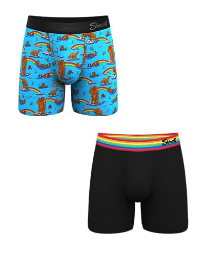 Shinesty Hammock Support Mens Boxer Briefs with Pouch | Mens Underwear with Fly | US Small 2 Pack Bear/Pride