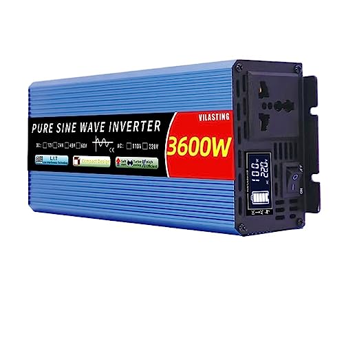 XYBSDBTNR Inverter 12v/220v Pure Sine Wave 4000W 3000W 2000W DC to AC 50HZ Portable Power Smart LCD Display Power Car Solar Inverter(Color:3600W)