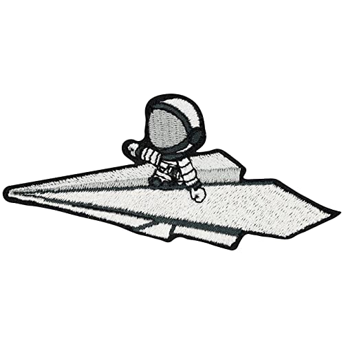 Astronaut Iron-on Patch Astronaut in Paper Airplane Patches for All Fabrics and Leather | Quote Sticker to Iron on for Clothing and Backpacks | Biker Fabric Applique | 3.54X1.57 in