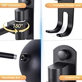 Motorcycle Helmet Rack Wall Mount 180 Degree Rotation Metal Bike Helmet Holder Mount Bicycle Helmet Display Hanger Stand with 2 Hooks for Motorcycle Bike Baseball Rugby Helmet - Black, 4 Pcs