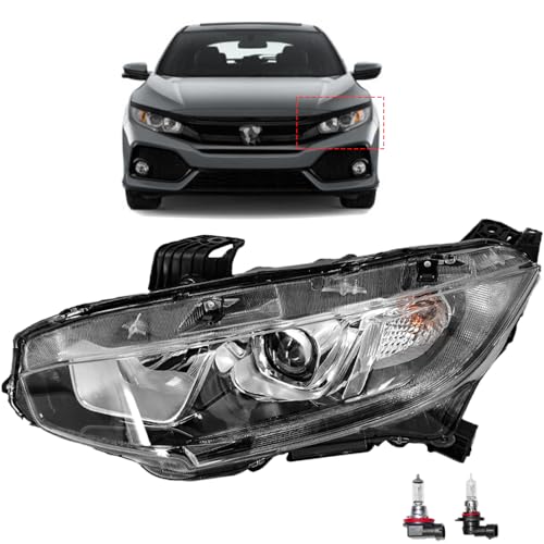 TODO Headlight Assembly Compatible with Honda Civic 2016-2021, Driver Left Side Replacement 33150-TBA-A01 HO2502173