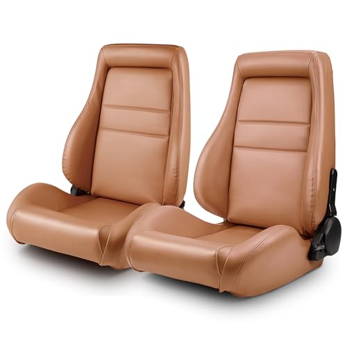 ModifyStreet Universal Classic Plain Brown PVC Reclinable OBS Style Seats Pair