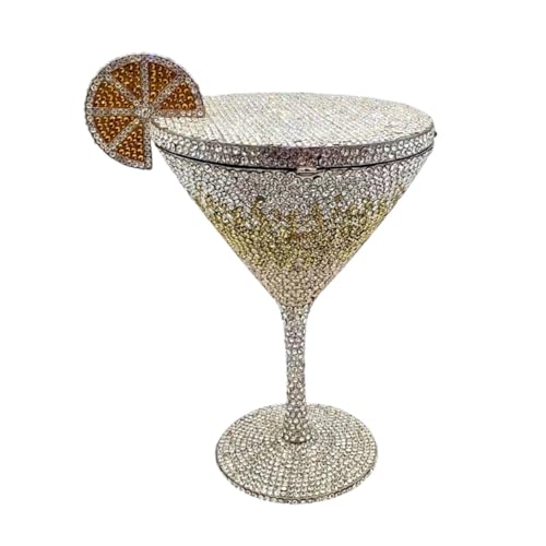 WuDiaoer Women Goblet Rhinestone Evening Bag Cocktail Cup Diamond Clutch Funny Crystal Prom Handbag Wedding Purse for Party, Gold