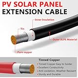 Vansdon 2x60 Feet Solar Panel Extension Cable, 10AWG Solar Cable, Solar Panel Cable with Female and Male Waterproof Connectors for RV, Photovoltaic Systems (60FT Red + 60FT Black)