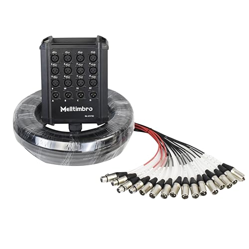 Melltimbro Speakers Low Profile XLR Send Circuit Board Snake Cable, Small Footprint XLR Box Snake for Live, Recording, Stage, Studio, 12 Channel 4 Return 50 Feet Long
