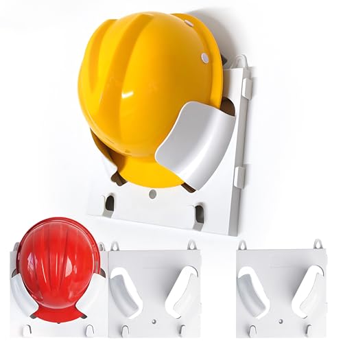 WLSANX Hard Hat Rack 3 Pack, Hard Hat Storage Rack Hard Hat Helmet Holder,Hard Hat Placement Hanging Rack for Workshop Office Living, Hard Hat Rack Display Rack (Hook style)