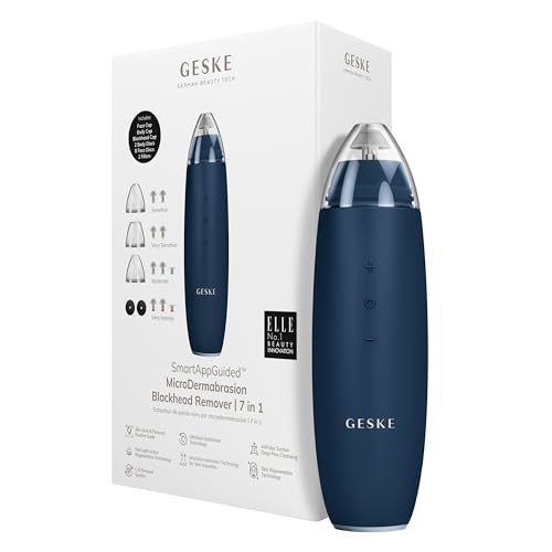 GESKE SmartAppGuided™ MicroDermabrasion Blackhead Remover | 7 in 1 | Blackhead Remover | Electric Pore Cleaner | Innovative Vacuum Cup | Beauty Tool | Skin Cleansing Device | Skincare Device